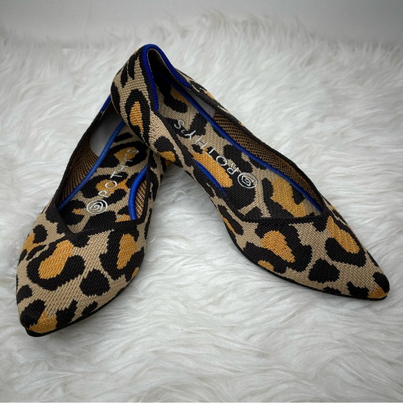 Rothy’s Women’s The Point Leopard Cheetah Animal Print Flat Size 6.5 - Picture 1 of 10